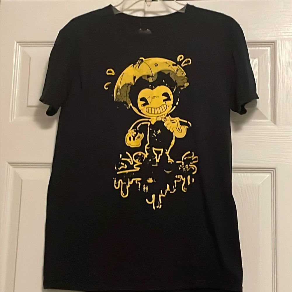 Bendy and the Ink Machine T Shirt Medium Black Horror Video Gamer Gaming Mens